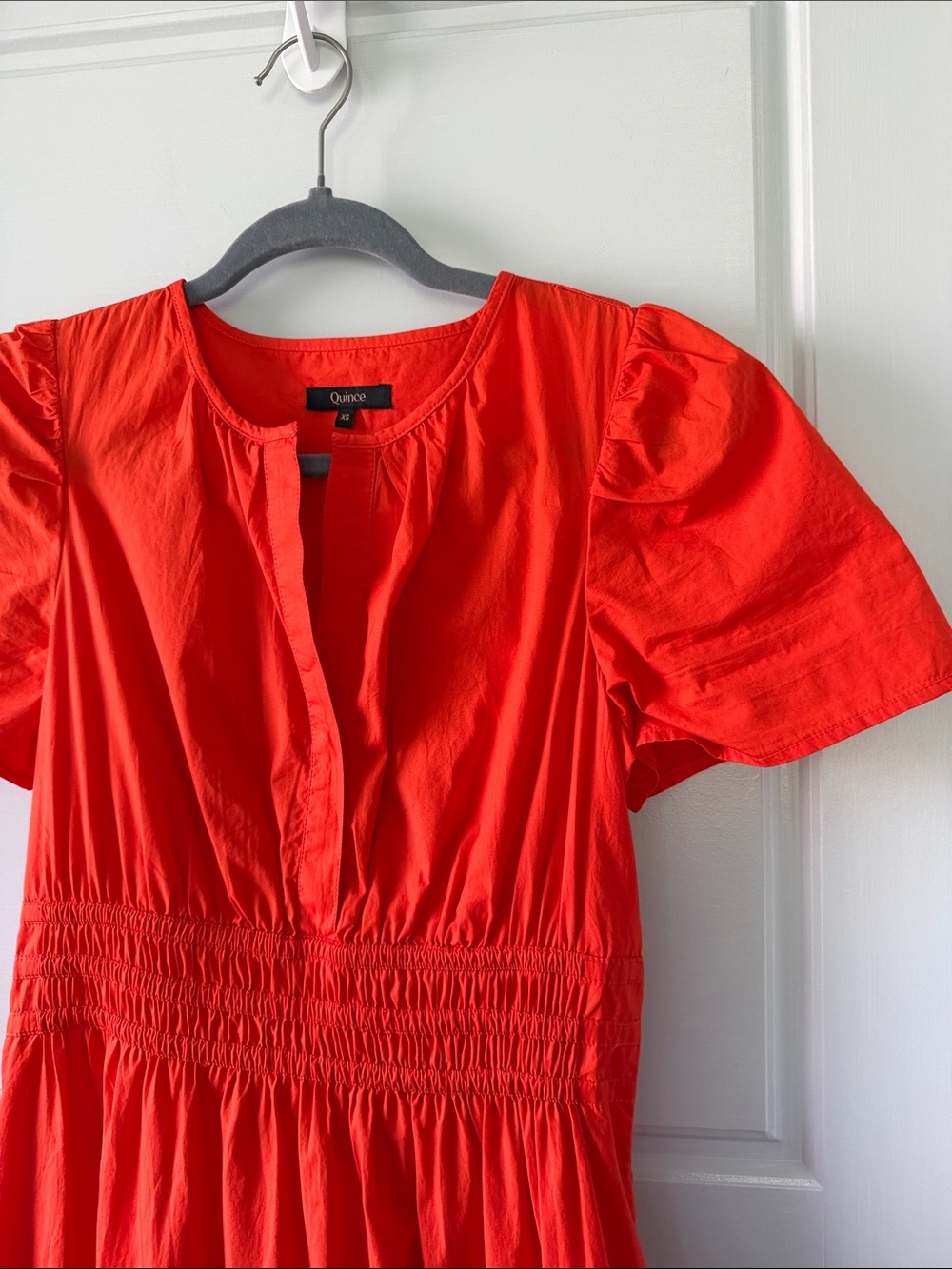 Quince Organic Cotton Poplin Tiered Maxi Dress size XS Vermillion Red - Picture 3 of 4